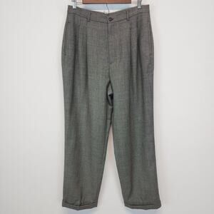 Vintage Ralph Lauren Wool Trousers Size 14 30" Brown Pleated Relaxed Baggy 90s